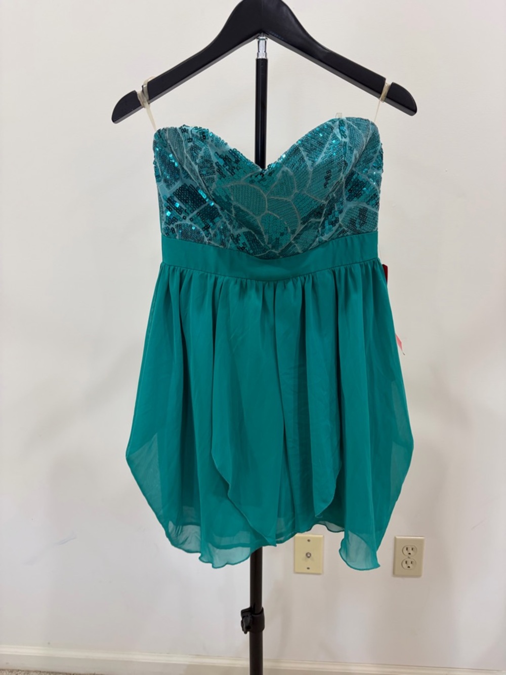 Teal Strapless Sequin Bust Dress speechless brand size 5 new